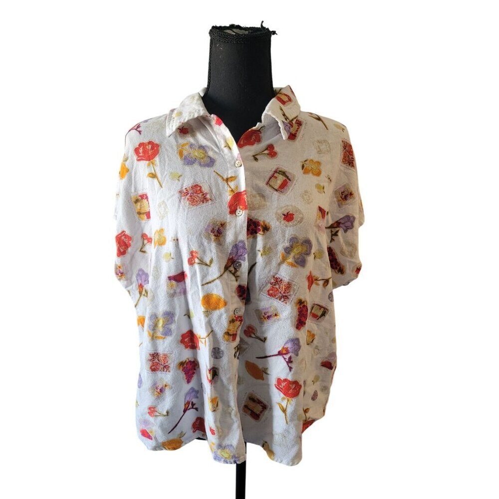 Hector & Orchard Tuscany Style Short Sleeve Collared Button Up Size L Linen City - Picture 2 of 11